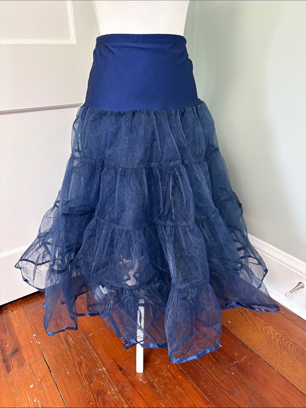Grace Karin Navy Blue Tiered Tulle A-Line Skirt Petticoat Crinoline Size Medium